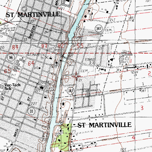 Topographic Map of Evangeline Volunteer Fire Department Substation, LA