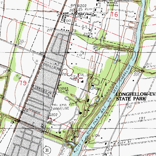 Topographic Map of North Side Park, LA