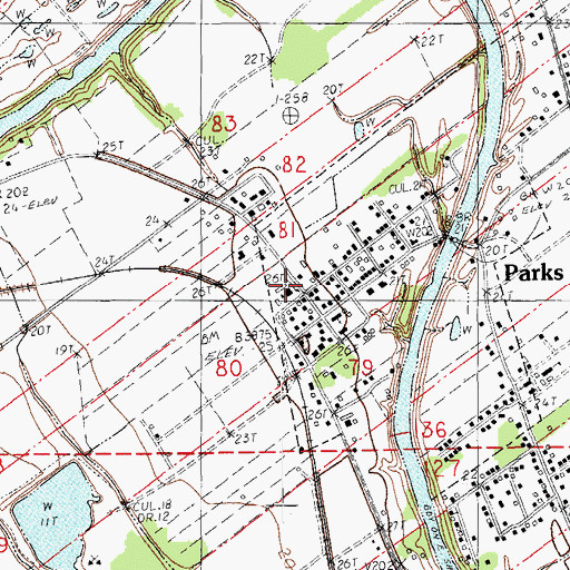 Topographic Map of Parks Primary School, LA