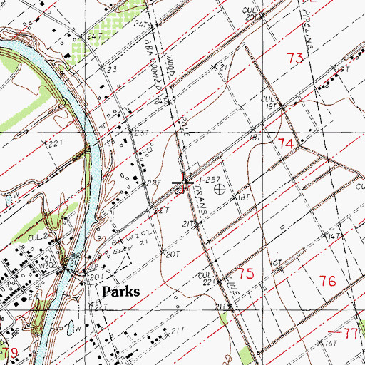 Topographic Map of Parks Station (historical), LA