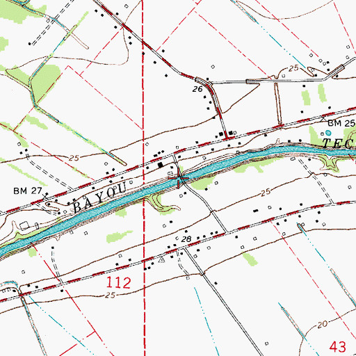 Topographic Map of Poche Bridge, LA