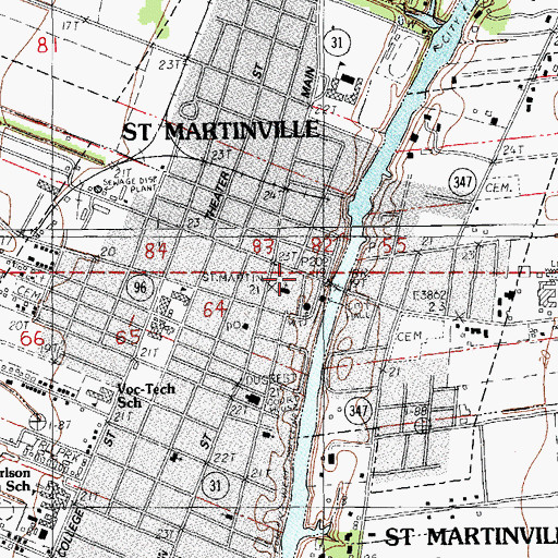 Topographic Map of Saint Martin of Tours Catholic Church, LA
