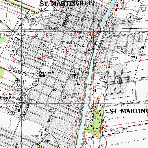 Topographic Map of Saint Martin Parish Courthouse, LA