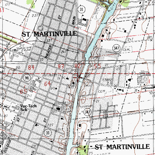 Topographic Map of Saint Martin Parish Library, LA