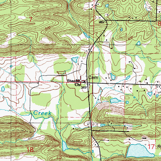 Topographic Map of Stanfill Church, AR