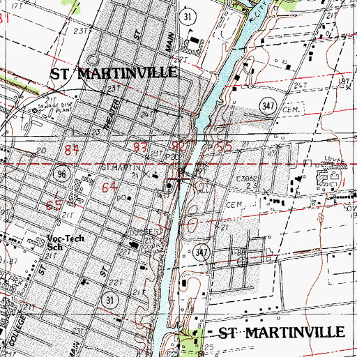 Topographic Map of Saint Martinville City Hall, LA