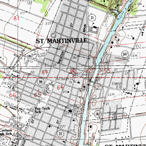 Topographic Map of Saint Martinville Historic District, LA