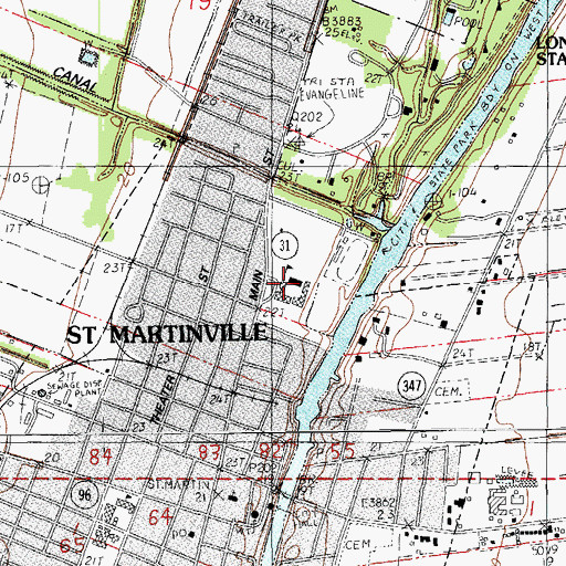 Topographic Map of Saint Martinville Primary School, LA