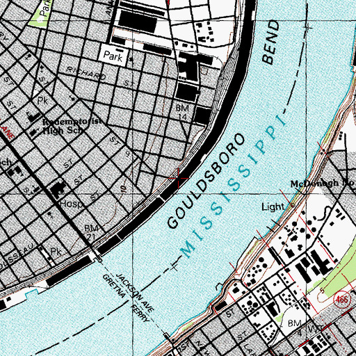 Topographic Map of Celeste Street Wharf, LA