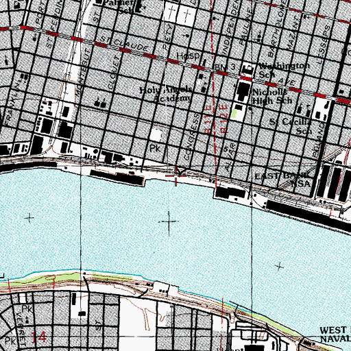 Topographic Map of Congress Street Wharf, LA
