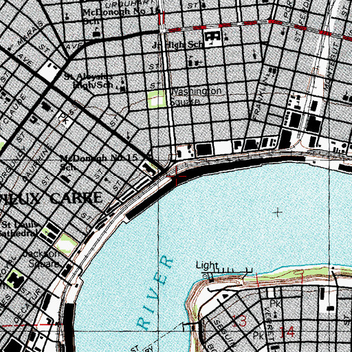 Topographic Map of Esplanade Avenue Wharf, LA