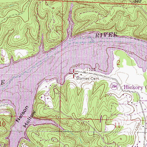 Topographic Map of Stanley Cemetery, AR