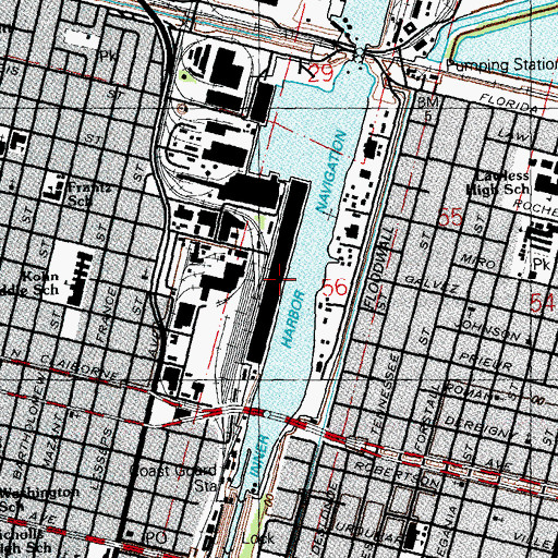 Topographic Map of Galvez Street Wharf, LA