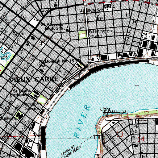 Topographic Map of Governor Nicholls Street Wharf, LA