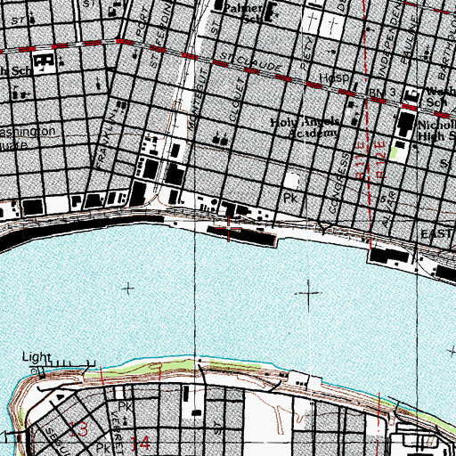 Topographic Map of Louisa Street Wharf, LA