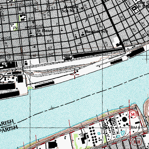 Topographic Map of Louisiana Avenue Wharves, LA