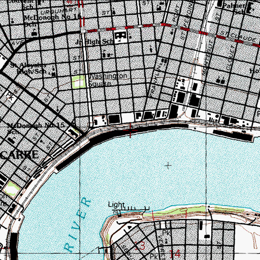 Topographic Map of Mandeville Street Wharf, LA