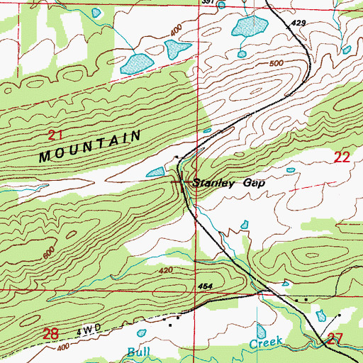 Topographic Map of Stanley Gap, AR