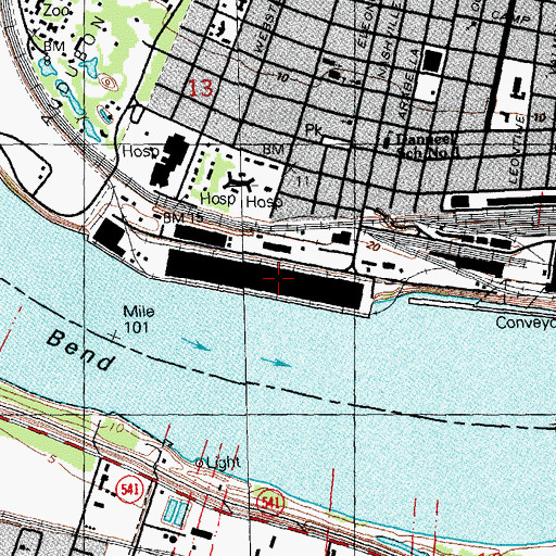 Topographic Map of Nashville Avenue Wharf, LA