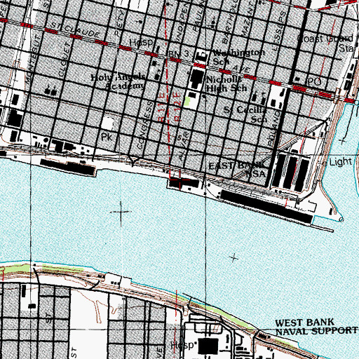 Topographic Map of Pauline Street Wharf, LA