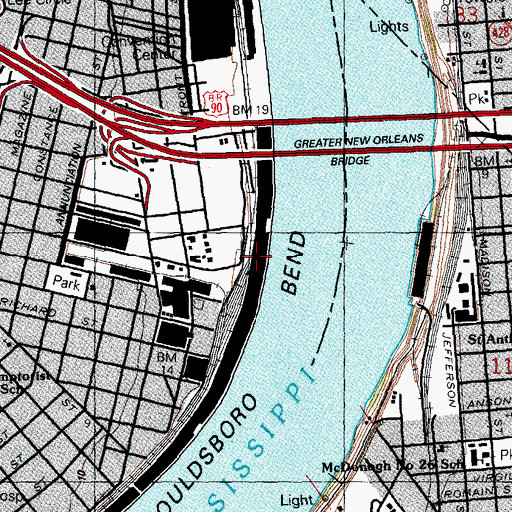 Topographic Map of Robin Street Wharf, LA