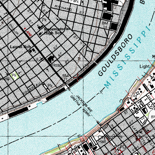 Topographic Map of Saint Andrew Street Wharf, LA