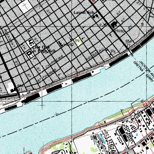 Topographic Map of Washington Avenue Wharf, LA