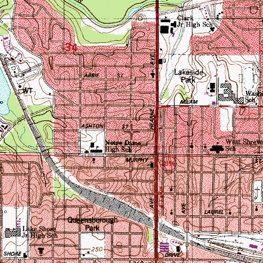 Topographic Map of Central Free Methodist Church Child Care Center School, LA