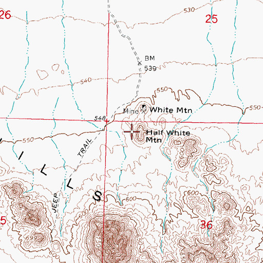Topographic Map of Half White Mountain, AZ