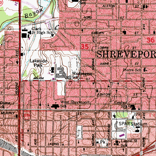 Topographic Map of Lakeside Branch Library, LA