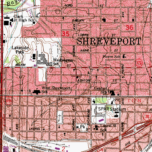 Topographic Map of Lane Chapel Christian Methodist Episcopal Church, LA