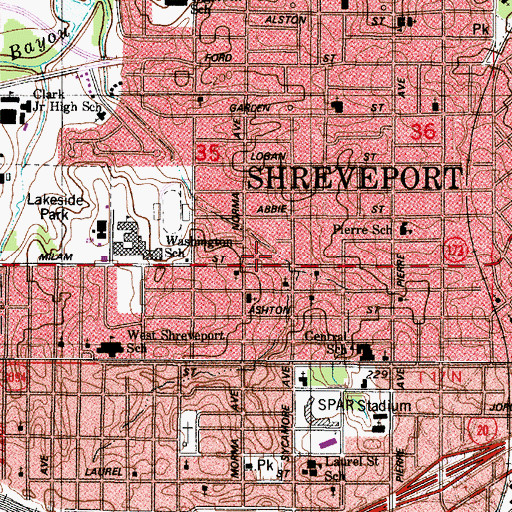 Topographic Map of Little Union Baptist Church, LA