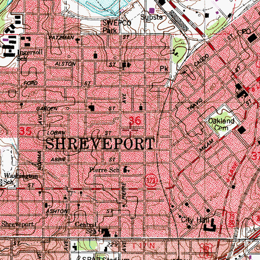 Topographic Map of Midway Baptist Church, LA