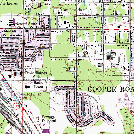 Topographic Map of Mission Chapel Baptist Church, LA