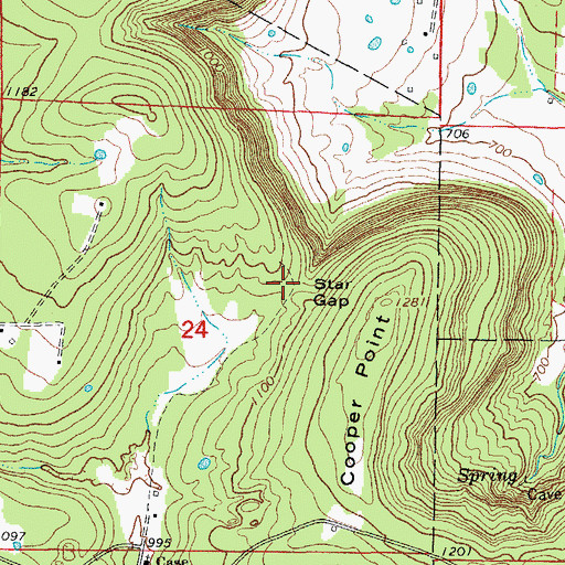 Topographic Map of Star Gap, AR