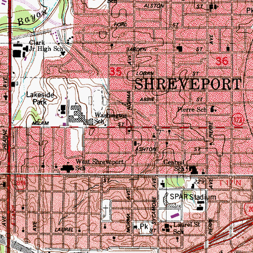 Topographic Map of Natonal Christian Center, LA