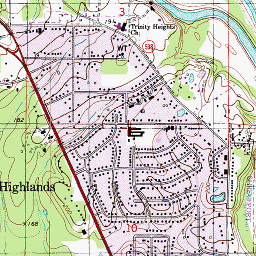 Topographic Map of North Highlands Elementary School, LA