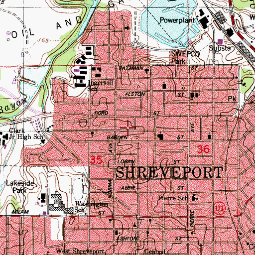 Topographic Map of Perrin Street Church of Christ, LA