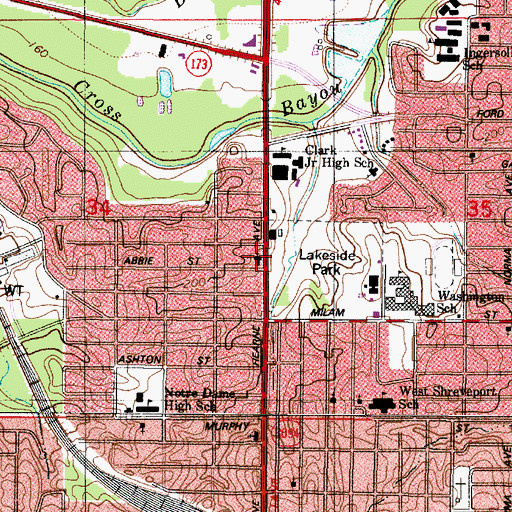 Topographic Map of Pleasant Hill Baptist Church, LA