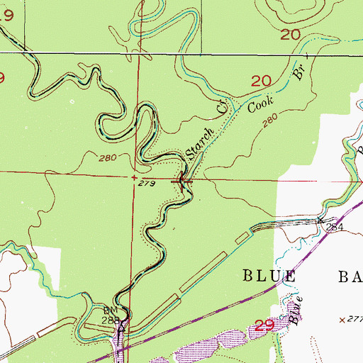 Topographic Map of Starch Creek, AR