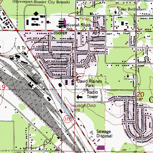 Topographic Map of Round Grove United Methodist Church, LA