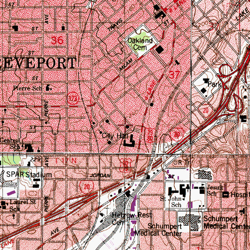 Topographic Map of Saint James United Methodist Church, LA