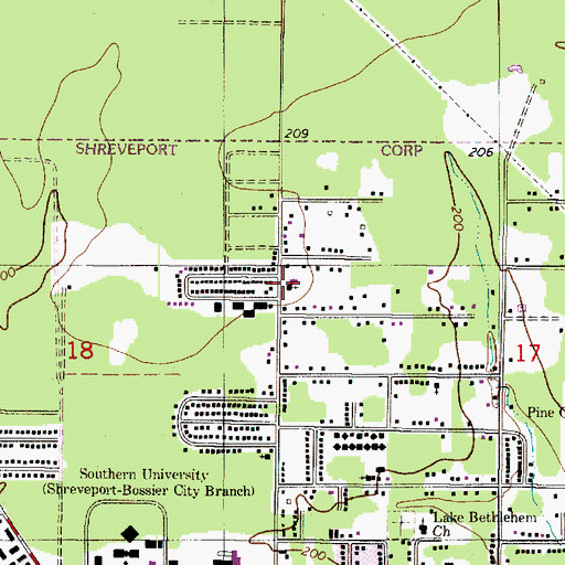 Topographic Map of Saint Mary Baptist Church, LA