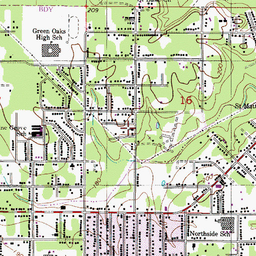 Topographic Map of Saint Paul Baptist Church, LA