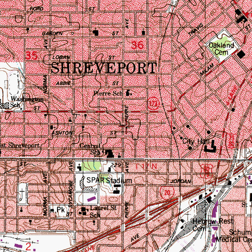 Topographic Map of Saint Pauls United Methodist Church, LA