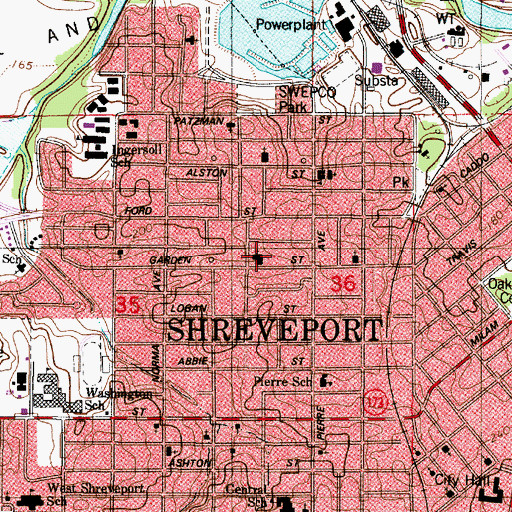 Topographic Map of Saint Rest Baptist Church, LA