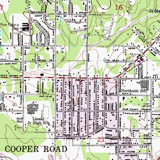 Topographic Map of Tabernacle Baptist Church, LA