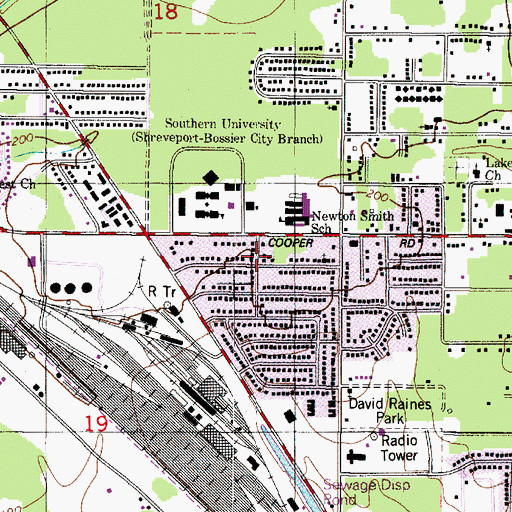 Topographic Map of Travelers Rest Baptist Church, LA