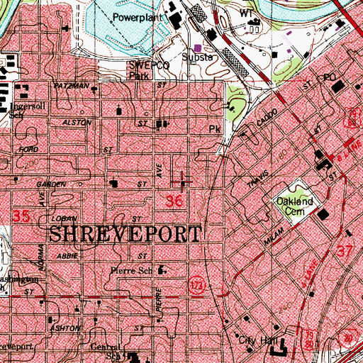 Topographic Map of Trinity Baptist Church, LA