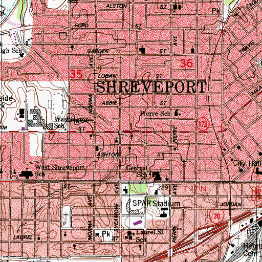 Topographic Map of Trinity Church of God in Christ, LA